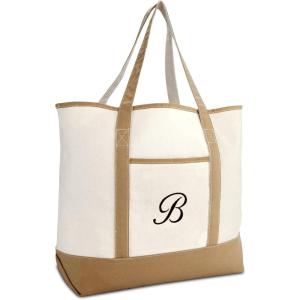 imageDALIX Womens Natural Tote Bag Shoulder Bags Brown With Monogram Letter A  ZB