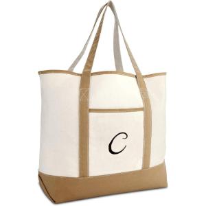 imageDALIX Womens Natural Tote Bag Shoulder Bags Brown With Monogram Letter A  ZC