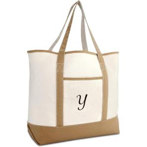 imageDALIX Womens Natural Tote Bag Shoulder Bags Brown With Monogram Letter A  ZY