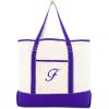 imageDALIX Womens Canvas Tote Bag Shoulder Bags Open Top Purple Monogram AZF