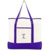 imageDALIX Womens Canvas Tote Bag Shoulder Bags Open Top Purple Monogram AZI