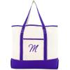 imageDALIX Womens Canvas Tote Bag Shoulder Bags Open Top Purple Monogram AZM