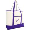 imageDALIX Womens Canvas Tote Bag Shoulder Bags Open Top Purple Monogram AZA