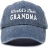 imageDALIX Worlds Best Grandma Hat Gift Washed Cotton Cap GiftWashed Denim Navy Blue