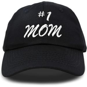 imageDALIX 1 Mom Hat Number One Embroidered Baseball CapBlack