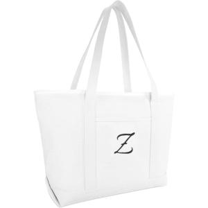 imageDALIX Large Canvas Tote Bag for Women Work Bag Beach Totes Monogrammed White A  ZZ