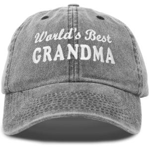 imageDALIX Worlds Best Grandma Hat Gift Washed Cotton Cap GiftWashed Denim Black
