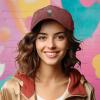 imageDALIX Embroidered Daisy Dad Cap Cotton Baseball Hat WomenWashed Red