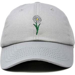 imageDALIX Embroidered Daisy Dad Cap Cotton Baseball Hat WomenGray