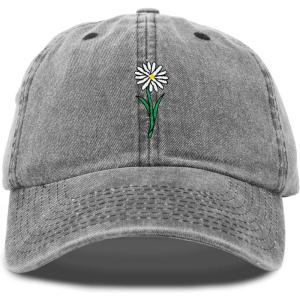 imageDALIX Embroidered Daisy Dad Cap Cotton Baseball Hat WomenWashed Black
