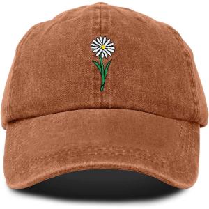 imageDALIX Embroidered Daisy Dad Cap Cotton Baseball Hat WomenWashed Orange