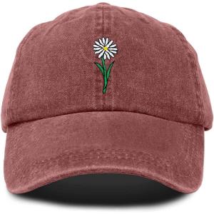 imageDALIX Embroidered Daisy Dad Cap Cotton Baseball Hat WomenWashed Red