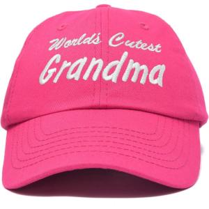 imageDALIX Worlds Cutest Grandma Hat Gift Embroidered Cotton CapHot Pink