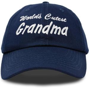 imageDALIX Worlds Cutest Grandma Hat Gift Embroidered Cotton CapNavy Blue