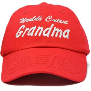 imageDALIX Worlds Cutest Grandma Hat Gift Embroidered Cotton CapRed