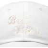 imageDALIX Embroidered Best Mom Daisy Cotton Dad Hat Women GiftWhite