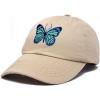 imageDALIX Exotic Blue Butterfly Hat Womens Gift Embroidered Girls CapKhaki