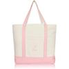 imageDALIX Personalized Shopping Tote Bag Monogram Pink Initial Zippered Letter AZZ