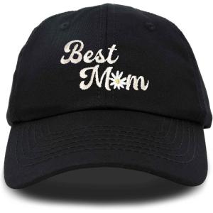 imageDALIX Embroidered Best Mom Daisy Cotton Dad Hat Women GiftBlack