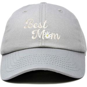 imageDALIX Embroidered Best Mom Daisy Cotton Dad Hat Women GiftGray