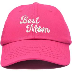 imageDALIX Embroidered Best Mom Daisy Cotton Dad Hat Women GiftHot Pink