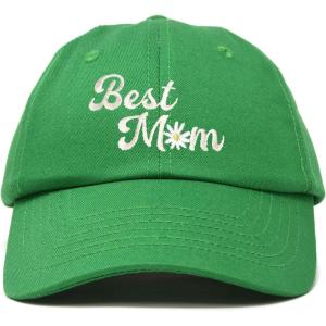 imageDALIX Embroidered Best Mom Daisy Cotton Dad Hat Women GiftKelly Green