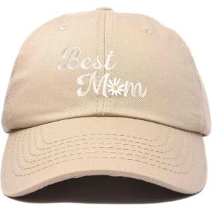 imageDALIX Embroidered Best Mom Daisy Cotton Dad Hat Women GiftKhaki