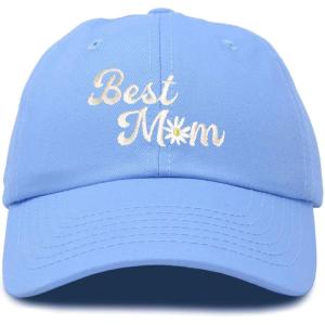 imageDALIX Embroidered Best Mom Daisy Cotton Dad Hat Women GiftLight Blue