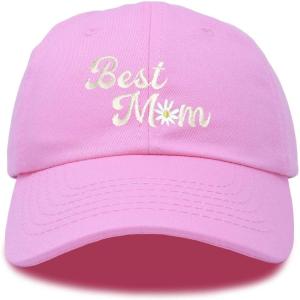 imageDALIX Embroidered Best Mom Daisy Cotton Dad Hat Women GiftLight Pink