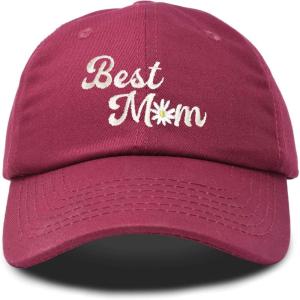 imageDALIX Embroidered Best Mom Daisy Cotton Dad Hat Women GiftMaroon