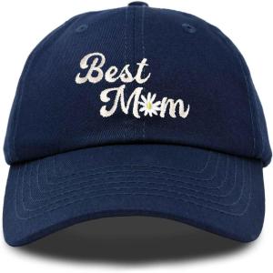 imageDALIX Embroidered Best Mom Daisy Cotton Dad Hat Women GiftNavy Blue