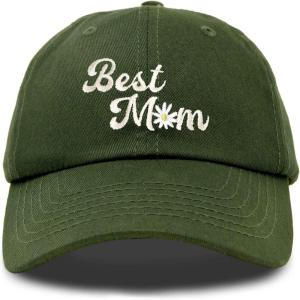 imageDALIX Embroidered Best Mom Daisy Cotton Dad Hat Women GiftOlive