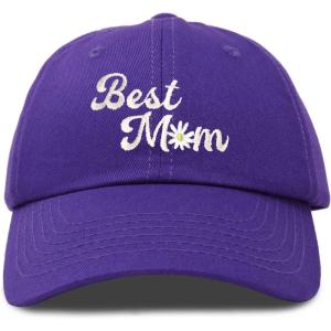 imageDALIX Embroidered Best Mom Daisy Cotton Dad Hat Women GiftPurple