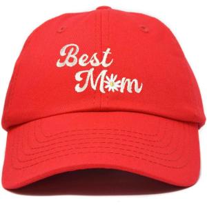 imageDALIX Embroidered Best Mom Daisy Cotton Dad Hat Women GiftRed