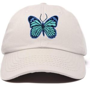 imageDALIX Exotic Blue Butterfly Hat Womens Gift Embroidered Girls CapBeige