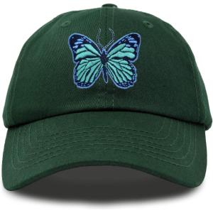 imageDALIX Exotic Blue Butterfly Hat Womens Gift Embroidered Girls CapDark Green