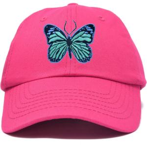 imageDALIX Exotic Blue Butterfly Hat Womens Gift Embroidered Girls CapHot Pink