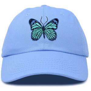imageDALIX Exotic Blue Butterfly Hat Womens Gift Embroidered Girls CapLight Blue