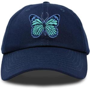 imageDALIX Exotic Blue Butterfly Hat Womens Gift Embroidered Girls CapNavy Blue