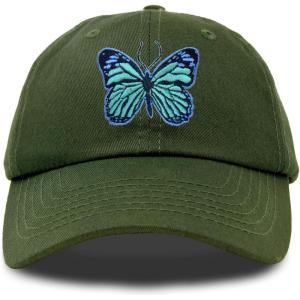 imageDALIX Exotic Blue Butterfly Hat Womens Gift Embroidered Girls CapOlive
