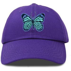 imageDALIX Exotic Blue Butterfly Hat Womens Gift Embroidered Girls CapPurple