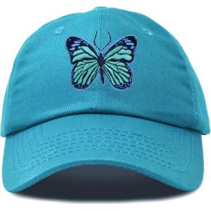imageDALIX Exotic Blue Butterfly Hat Womens Gift Embroidered Girls CapTeal