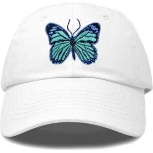 imageDALIX Exotic Blue Butterfly Hat Womens Gift Embroidered Girls CapWhite