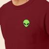 imageDALIX Alien Embroidered Fleece Crewneck Long Sleeve Sweatshirt MensCardinal Red