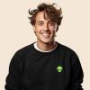 imageDALIX Alien Embroidered Fleece Crewneck Long Sleeve Sweatshirt MensDark Heather