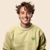 imageDALIX Alien Embroidered Fleece Crewneck Long Sleeve Sweatshirt MensFrench Vanilla
