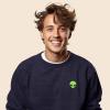 imageDALIX Alien Embroidered Fleece Crewneck Long Sleeve Sweatshirt MensHeather Navy