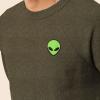 imageDALIX Alien Embroidered Fleece Crewneck Long Sleeve Sweatshirt MensHeather Olive