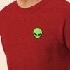 imageDALIX Alien Embroidered Fleece Crewneck Long Sleeve Sweatshirt MensHeather Red