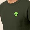 imageDALIX Alien Embroidered Fleece Crewneck Long Sleeve Sweatshirt MensMilitary Green